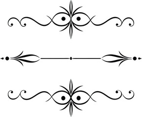 Ornamental Flourishes with Swirls and Dots on White Background Elegant Design
