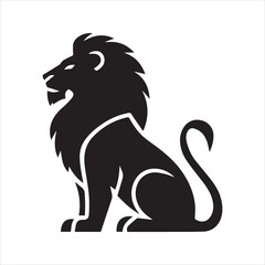 Majestic Sitting Lion Silhouette Icon – Wild Animal Vector Design