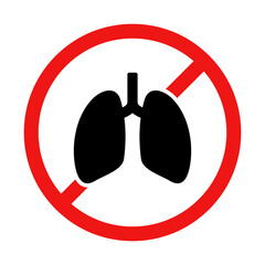No Lungs Sign on White Background