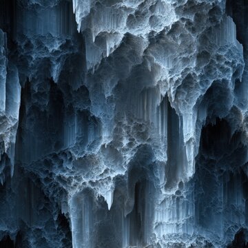 Abstract blue digital texture with pixel sorting effects and icy forms.
