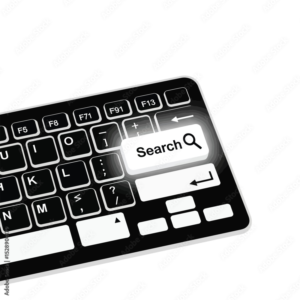 Poster black computer keyboard with highlighted search button