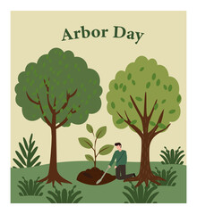 Obraz premium Arbor Day Vector Illustration Set -02