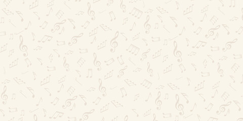 Musical notes on paper. Treble clef. Paper background. Vector illustration.