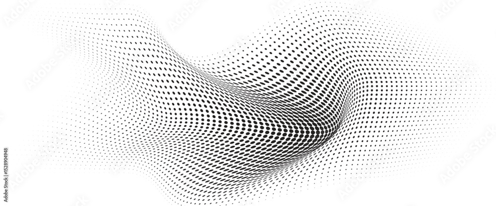 Aufkleber flowing wave dot halftone pattern: curve gradient shape on transparent background. suitable for ai, 