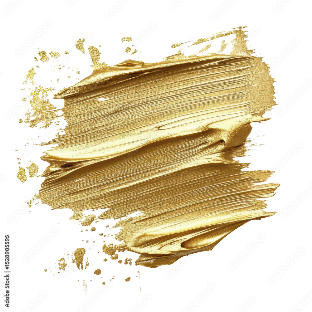 Poster Golden paint strokes create an elegant abstract design on a white background, Golden Paint Strokes on white background