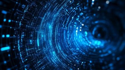 Obraz premium Abstract modern blue technology background with digital data flow, internet network connections, futuristic computer interface elements, and high-tech communication design