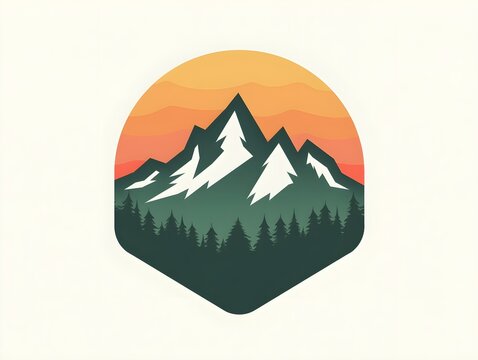 Mountain landscape badge shield logo design