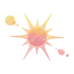 Vector illustration of sunshine. Hand-drawn illustrations in watercolor.