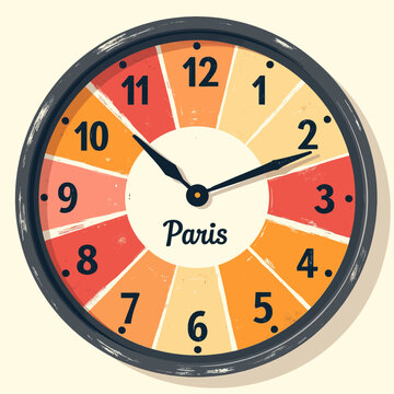 Colorful Paris Clock with Warm Tones and Vintage Style