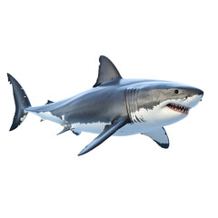 Fototapeta premium Great white shark isolated on transparent background.