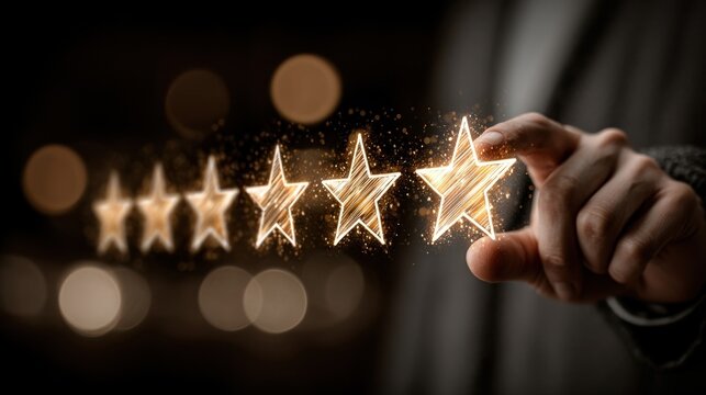 User providing a service rating on an online application for customer experience and satisfaction feedback survey