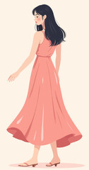 Elegant Woman in Pink Dress Dancing Gracefully