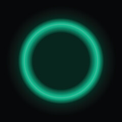 green neon circle wall decor, black background, wallpaper, vector illustration