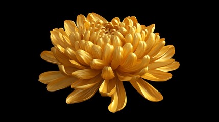 43.Yellow Chrysanthemum Flower, Large Isolated Bloom