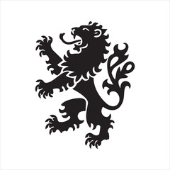Fototapeta premium Heraldic Lion Silhouette Icon – Standing Roaring Lion Vector Emblem