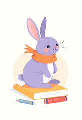 Learning Bunny: Cozy Study Time with Books and Pencils
