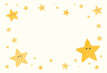 Whimsical Stars in Cosmic Frame with Smiling Faces