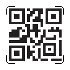 Digital QR Code Scan icon isolated on white background. QR Code vector with buy sell with shopping  words. Vector illustration.