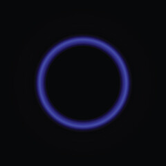 light blue neon circle wall decor, black background, wallpaper, vector illustration