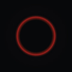 red neon circle wall decor, black background, wallpaper, vector illustration