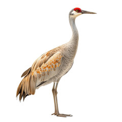 Sandhill crane isolated on transparent background.