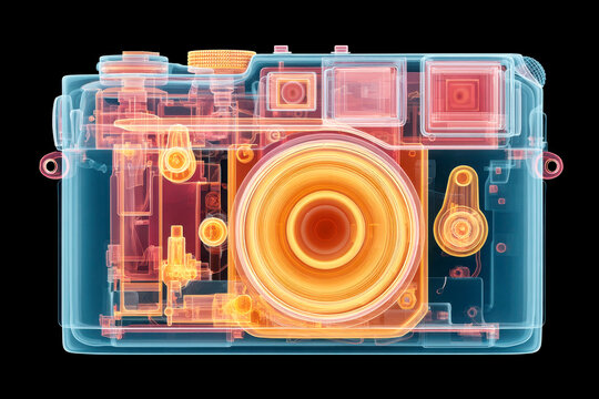 X ray view of camera showcasing internal components