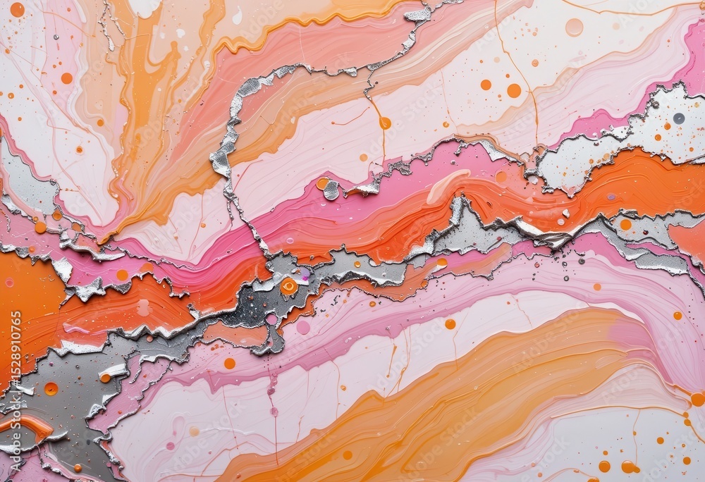 Fototapete Elegant abstract computer background with vibrant orange and pink patterns