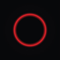 fresh red neon circle wall decor, black background, wallpaper, vector illustration