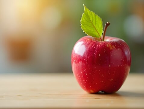 Red apple promoting healthy eating habits in school setting National Nutrition Month copy space