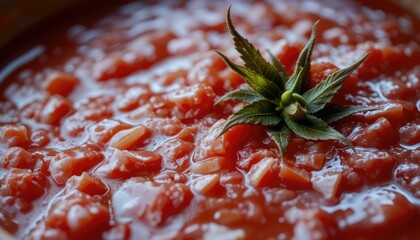 Rich tomato sauce with a juicy fresh tomato