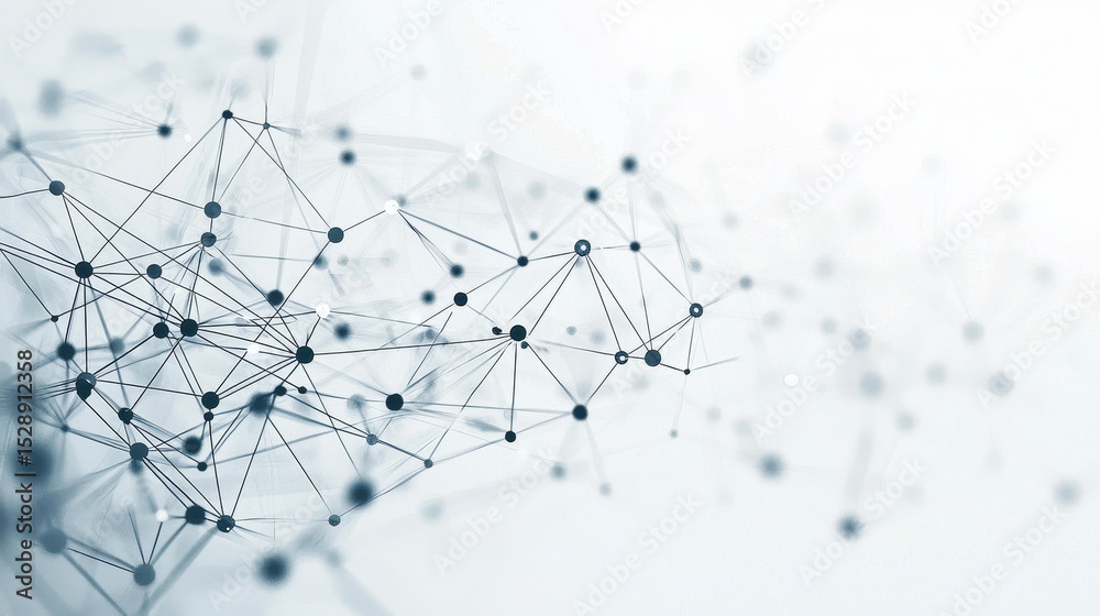 Poster abstract visualization of networked data points symbolizing modern technology and communication