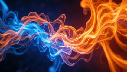 The Flames Dancing in a Vibrant Blue and Orange Light Display