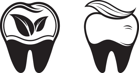 dental and leaf logo combination, Dental and organic icon symbol, Teeth Tooth Logo Design Vector Illustration, Dental Tooth Icon Logo