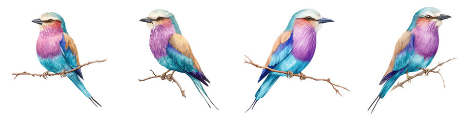 Fototapeta premium Vibrant Colorful Birds Perched on Branches