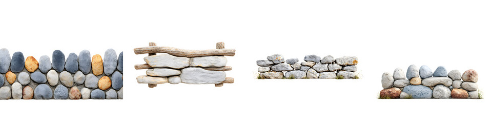 Stacked and arranged natural stones forming a decorative wall