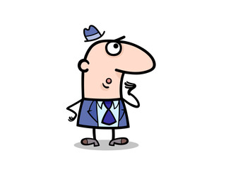 Cartoon businessman looking upward in suit