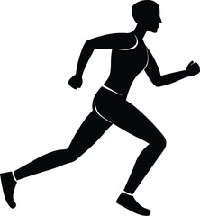Running person silhouette jogging figure isolated on transparent background