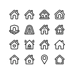 Real estate and house icon set with black shadow style in vector illustration