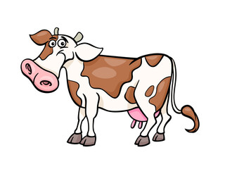 Cartoon cow illustration brown and white