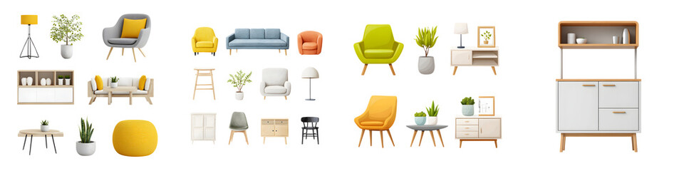 A collection of modern and stylish home furnishings and decor items  long title This image showcases a diverse selection of contemporary