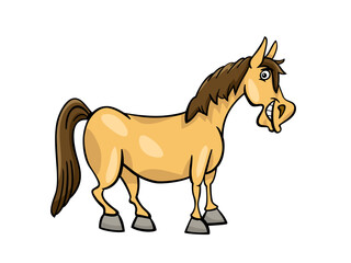 Cartoon palomino horse illustration on black background