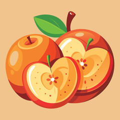 Colorful whole and sliced apples.