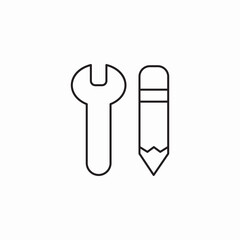 wrench pencil icon sign vector