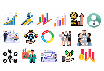 Fototapeta premium Diverse Set of Business and Finance Vector Icons.