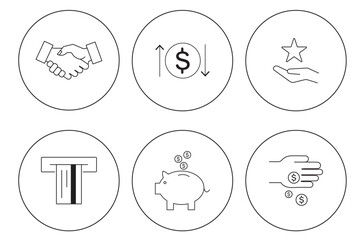 icons related to coins. Linear icon collection. Payment icons set  black payment and finance vector icon set featuring cash . 