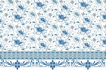 elegant hand-drawn one line petals.home textile floral border seamless.modern texture design minimalism.sketch floral botanical outline leaves.white background flowers simplicity

