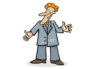 Illustration of cartoon of a businessman with open arms isolated on white background
