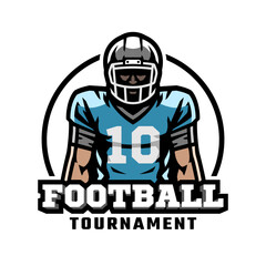 American football player logo, emblem.