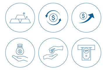 Money management related icon set . Financial Transactions Line Icons . Minimalist . eps 10  