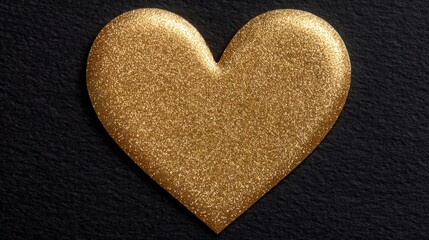 Obraz premium Sparkling Gold Glitter Heart on Black Background Valentine s Day Love Romance